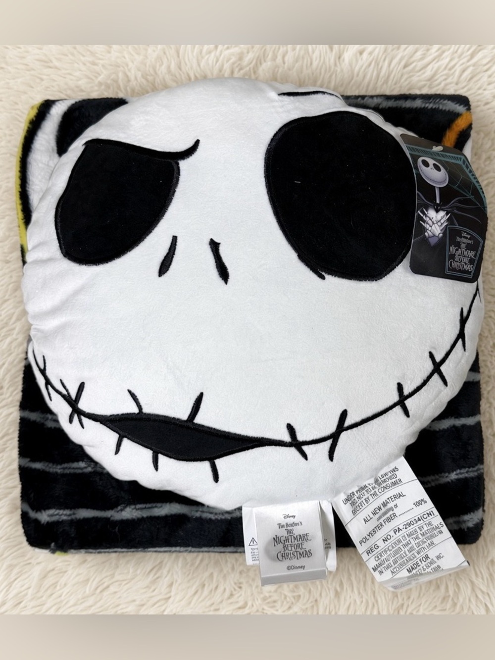Disney Nightmare Before Christmas Jack Skellington Nogginz Pillow Throw Set